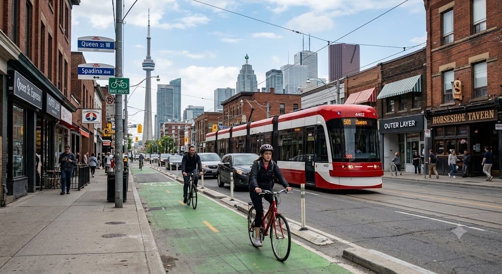 Toronto street scene e-scooter ban in effect 2026