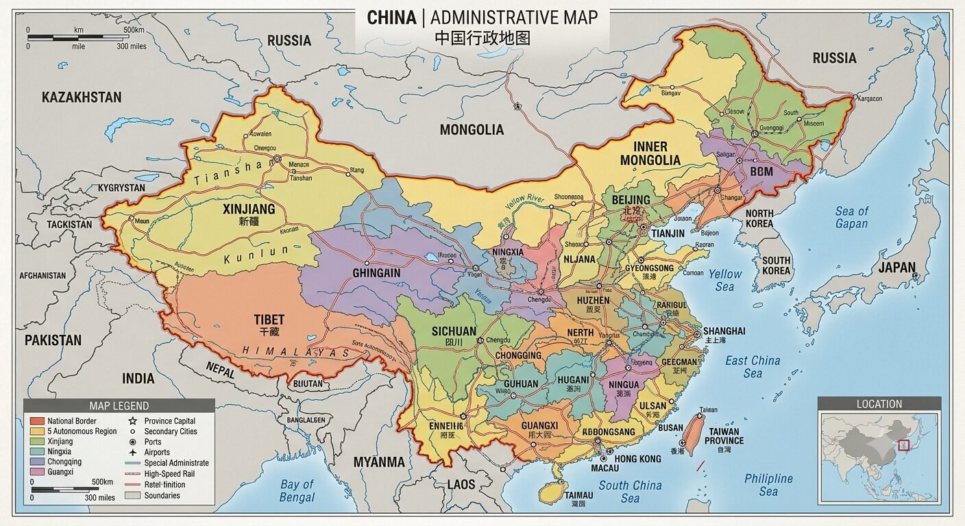Map of China highlighting the world's largest e-bike market under e-bike laws Asia 2026